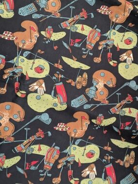 Golf Novelty Design Heavy Cotton Fabric 44" x 58" - Never Used
